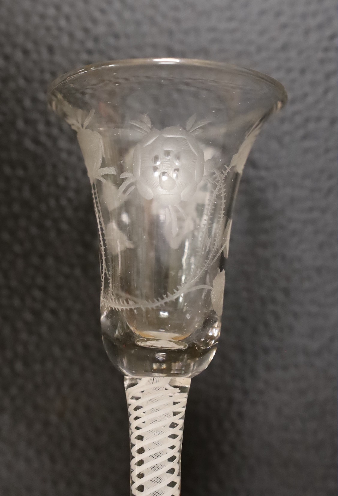 A pair of soda glass Jacobite style wine glasses, 15cm